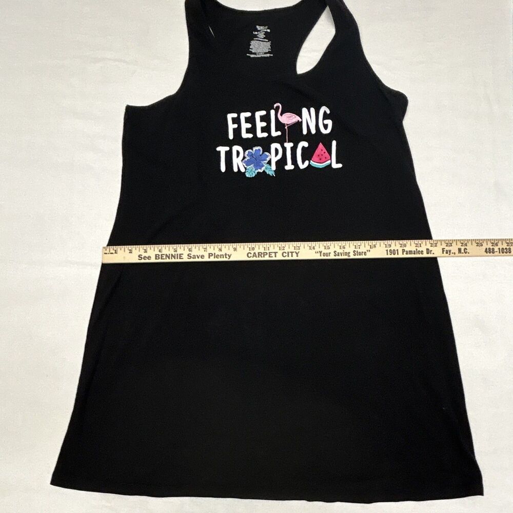 Secret Treasures Women's Tropical Graphic Black Knit Sleepshirt Sleeveless L-XL